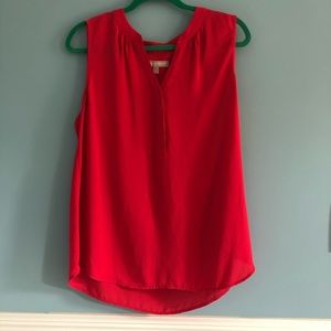 Banana Republic Red V-neck Sleeveless Blouse